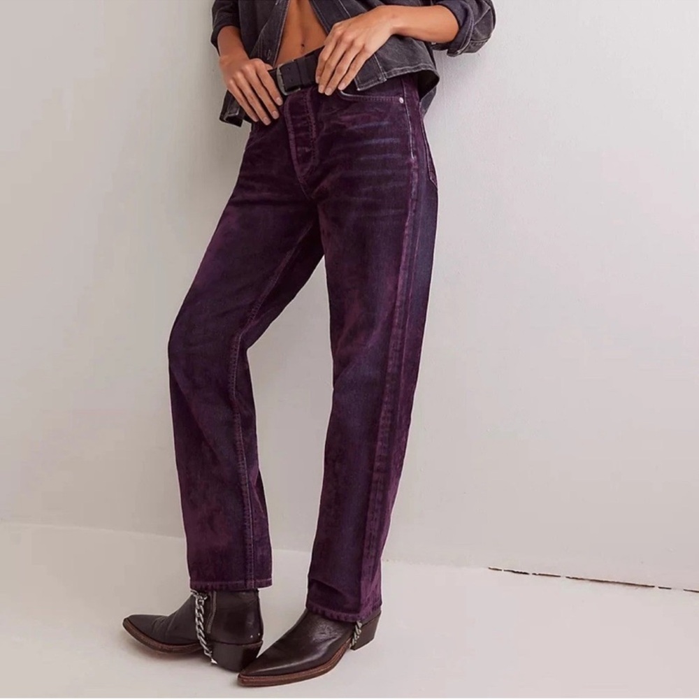 We The Free First Class Relaxed Flocked Velvet Jeans - Picture 2 of 6